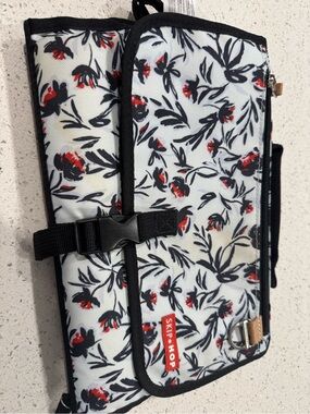 Skip Hop Black & White Floral Cosmetic Organizer with Red Accents